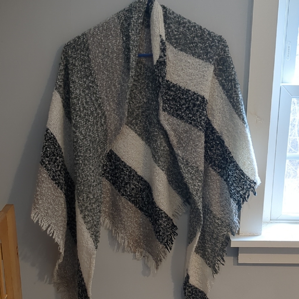 Cozy Black & Cream Striped Women's Wrap